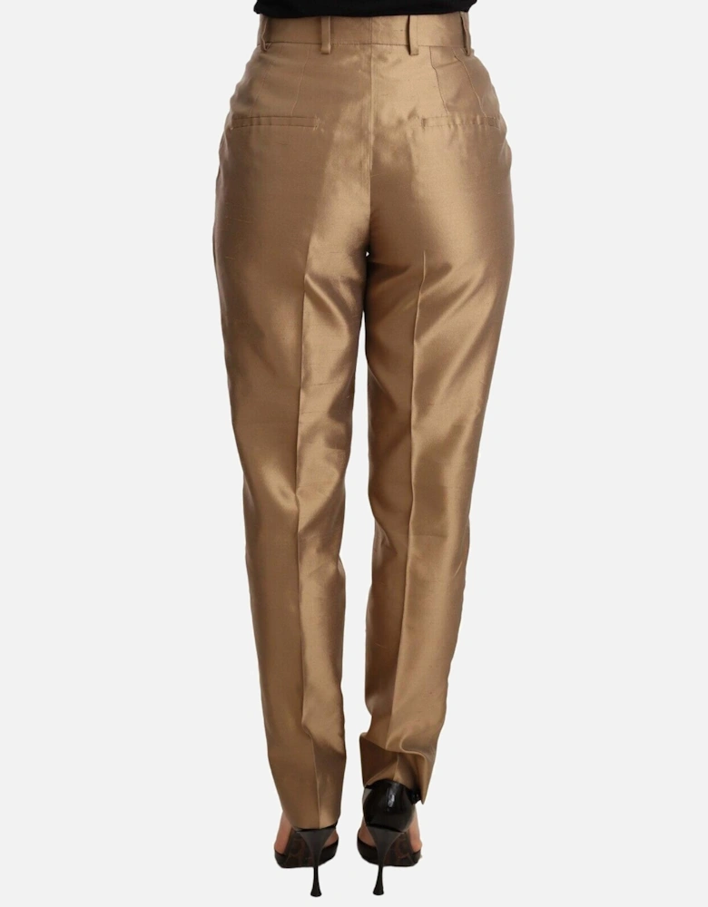 Dolce Gabbana Gold Silk Trousers Women Jeans
