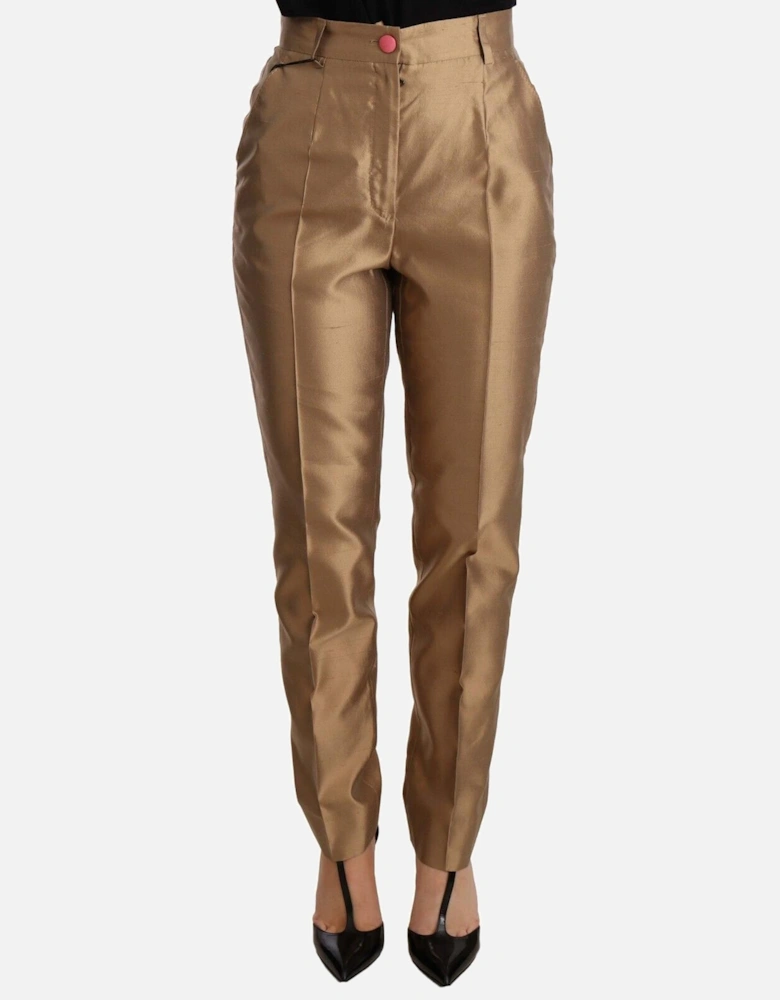 Dolce Gabbana Gold Silk Trousers Women Jeans