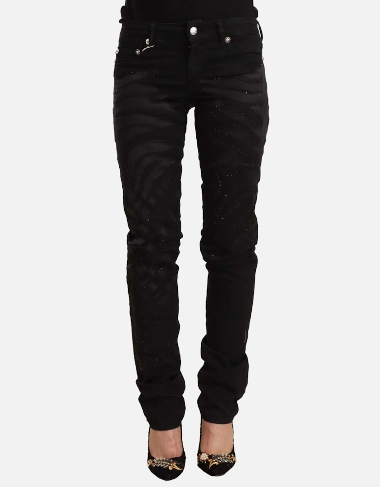 Zebra Print Jeans Slim Fit PAN72207 Women - Black Jeans