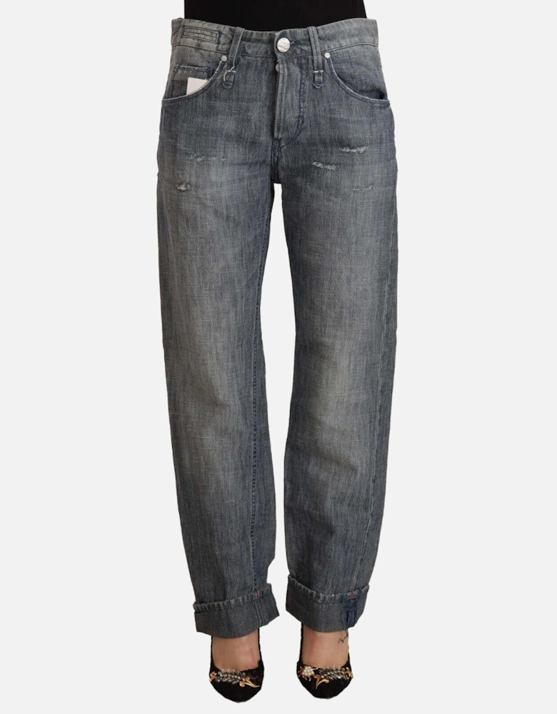 Boyfriend JeansRelaxed FitCuffed Hem Women - Gray Jeans