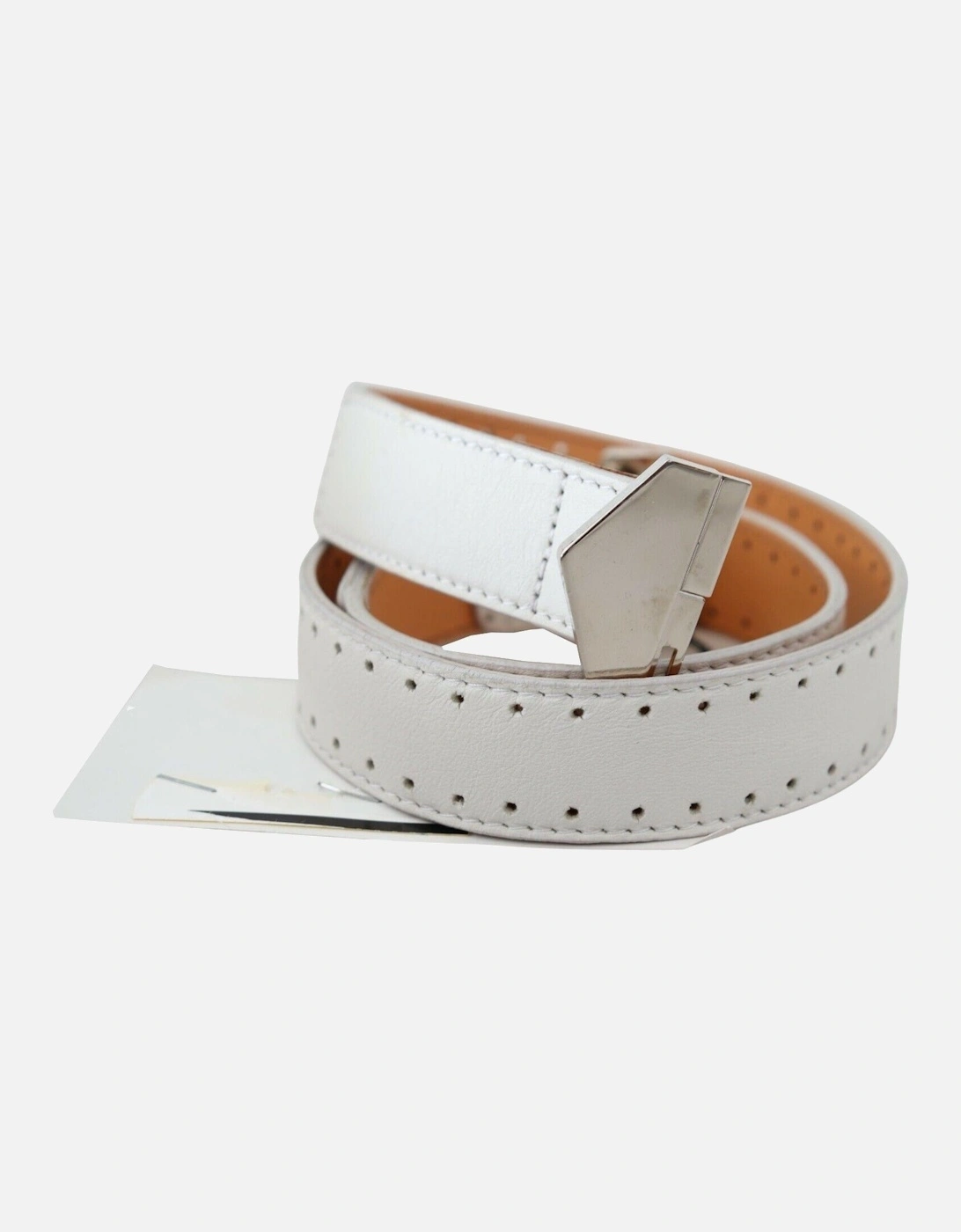 Leather Belt Perforated Design Women - White