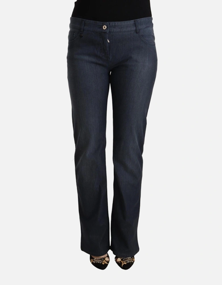 Straight Cut Low Waist Denim Jeans Women - Blue Jeans