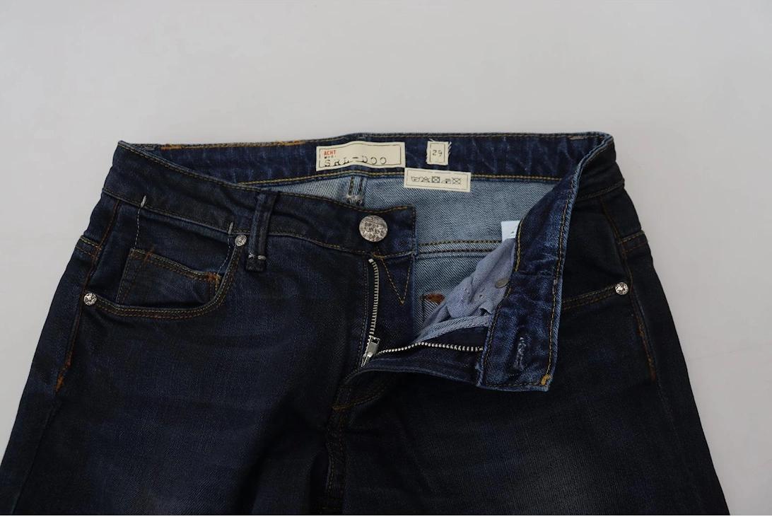 Low Waist Skinny Jeans with Zipper Closure Women - Blue Jeans