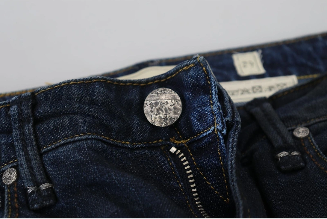 Low Waist Skinny Jeans with Zipper Closure Women - Blue Jeans