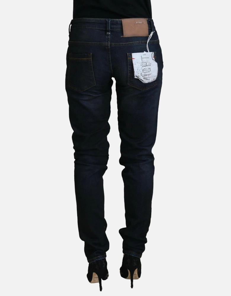 Low Waist Skinny Jeans with Zipper Closure Women - Blue Jeans