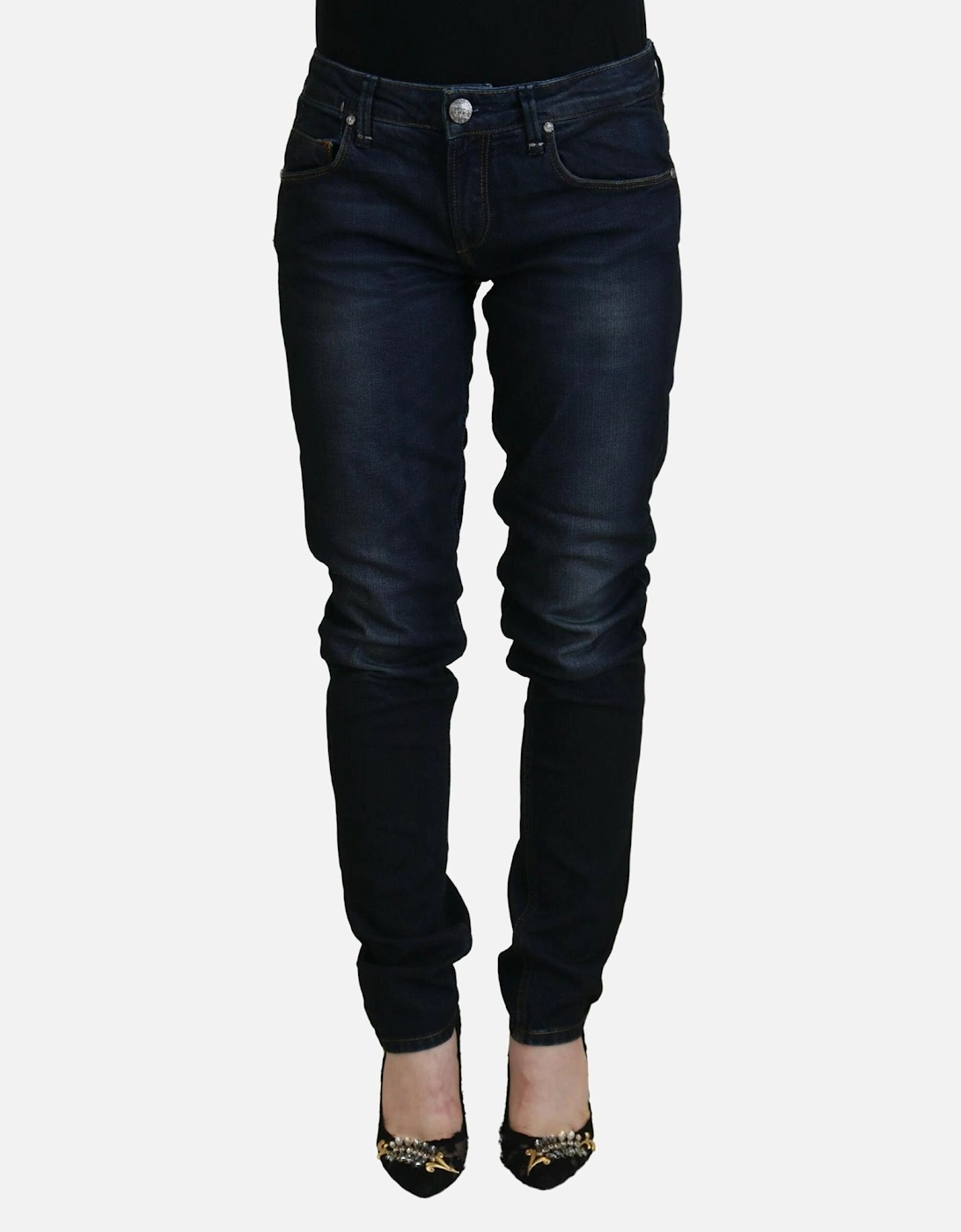 Low Waist Skinny Jeans with Zipper Closure Women - Blue Jeans, 6 of 5