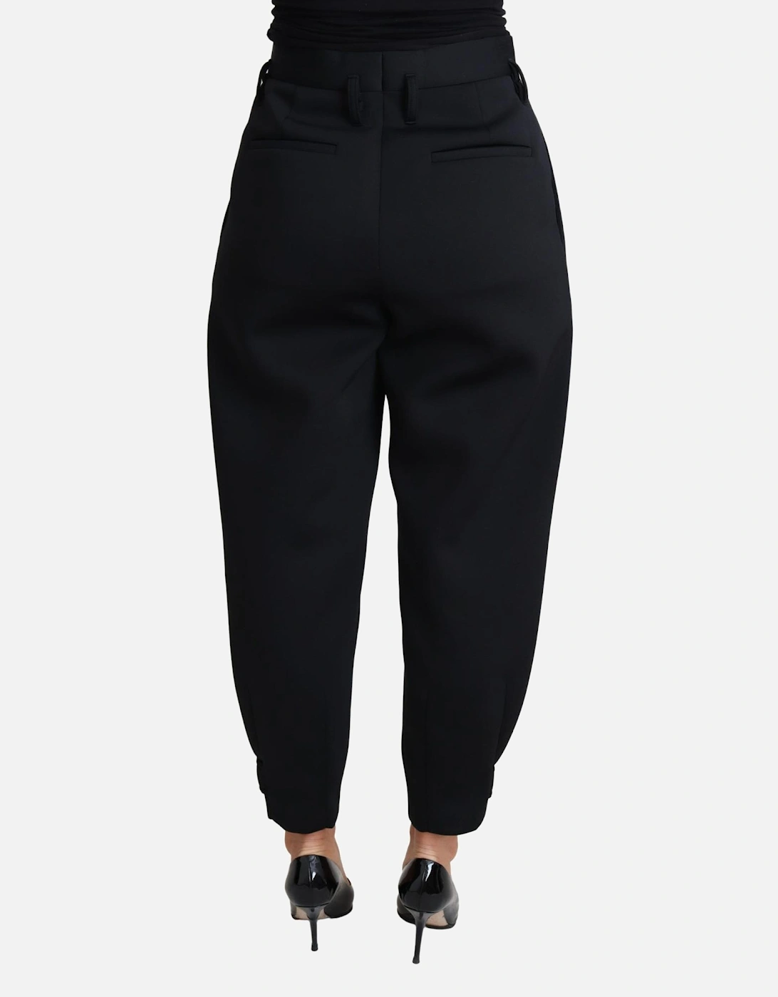 Exquisite High-Waist Cropped Trousers for Women - Black Jeans