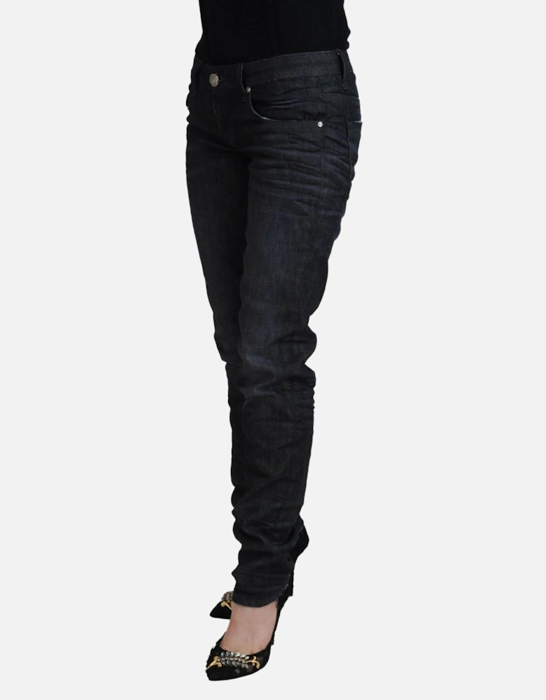 Low Waist Straight Denim Pants Women - Black Jeans