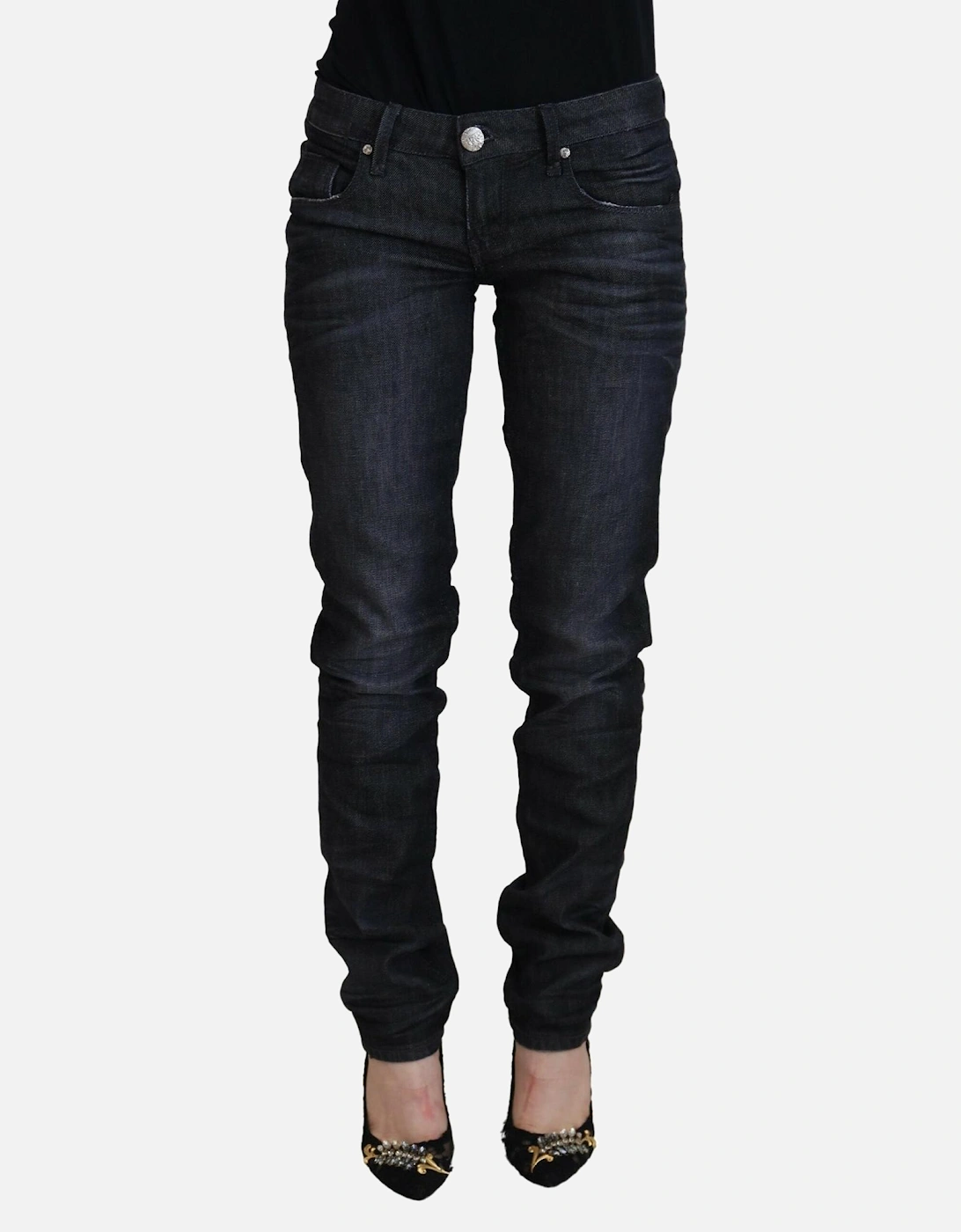 Low Waist Straight Denim Pants Women - Black Jeans, 6 of 5