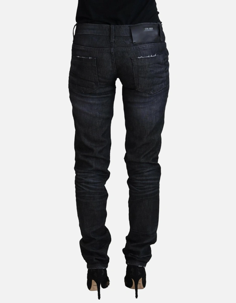 Low Waist Straight Denim Pants Women - Black Jeans