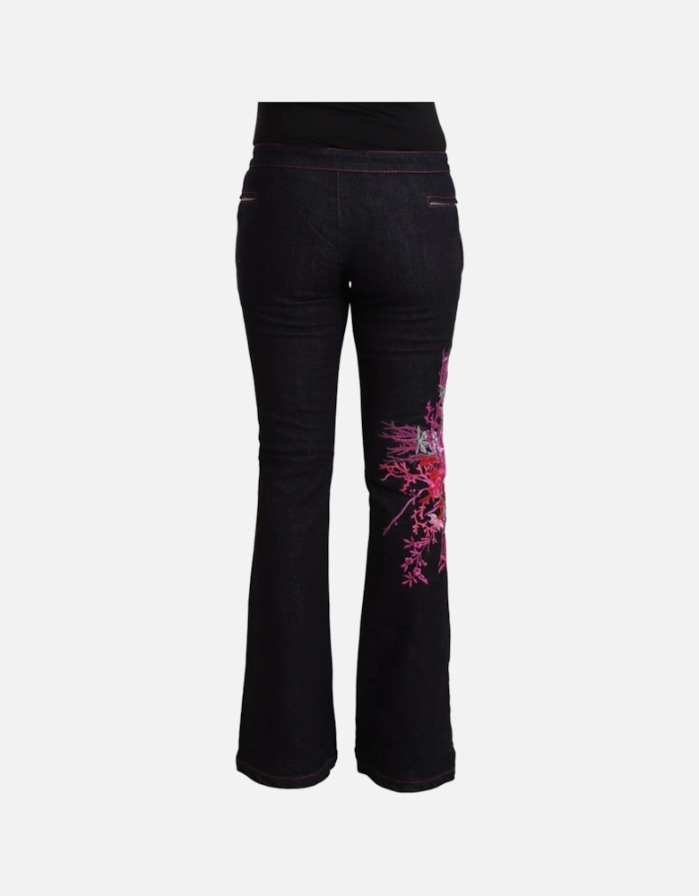 JeansFloral Embroidery Women - Black Jeans