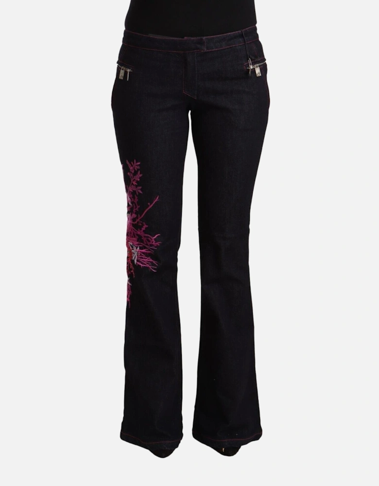 JeansFloral Embroidery Women - Black Jeans
