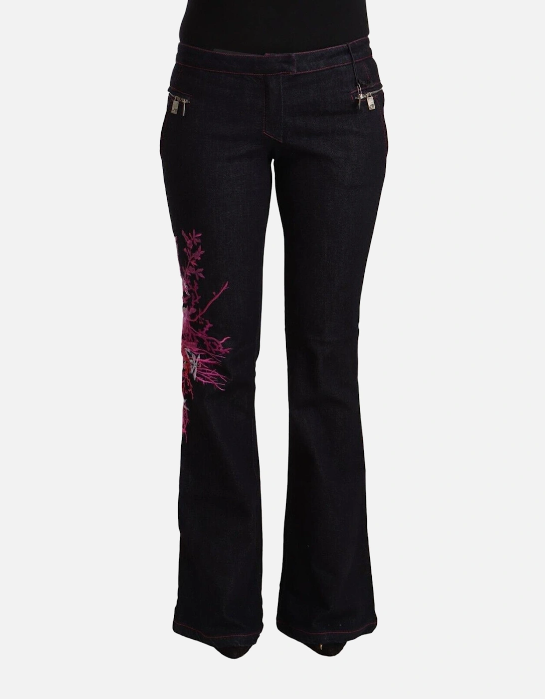 JeansFloral Embroidery Women - Black Jeans, 4 of 3