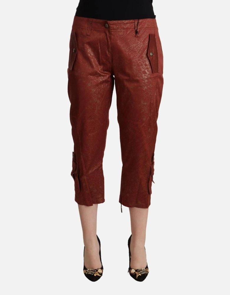 Cropped Pants Rust Metallic Women - Brown Jeans
