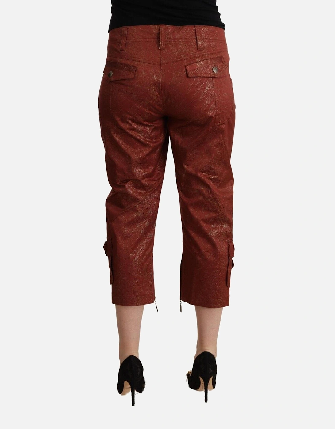 Cropped Pants Rust Metallic Women - Brown Jeans