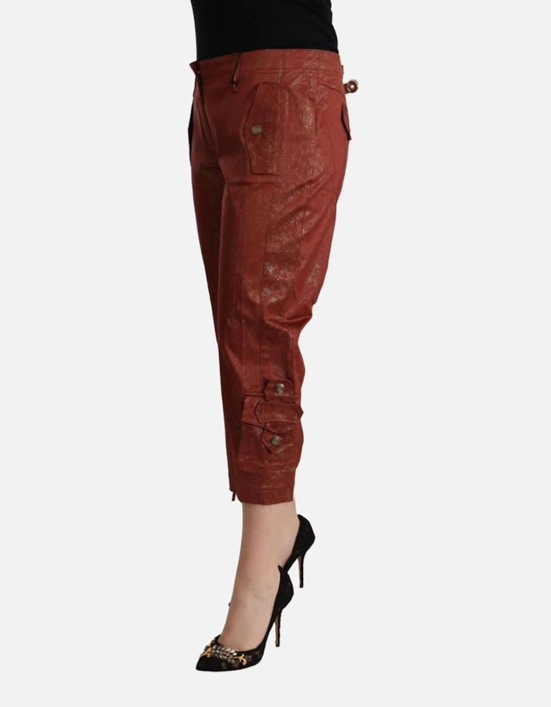 Cropped Pants Rust Metallic Women - Brown Jeans