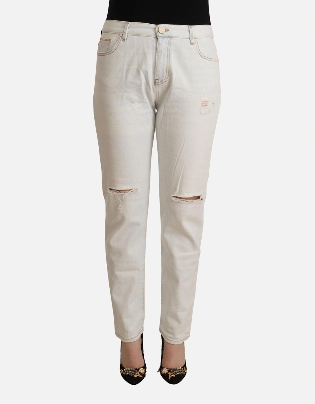 Boyfriend Jeans Ripped Light Wash Women - White Jeans, 4 of 3