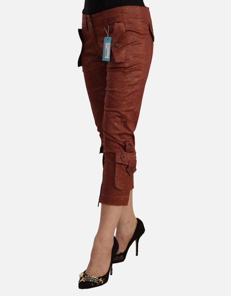 Cropped Pants Metallic Accent Women - Brown Jeans