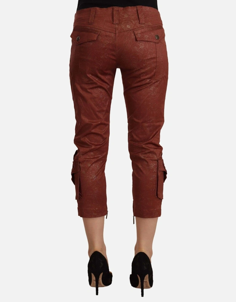 Cropped Pants Metallic Accent Women - Brown Jeans