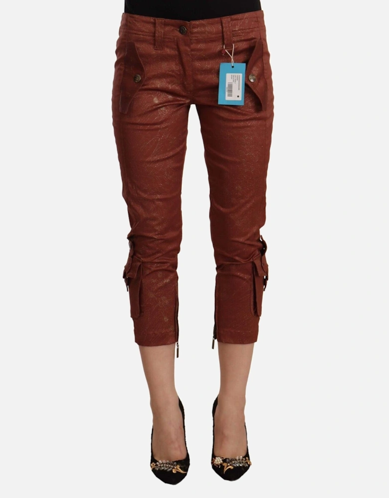 Cropped Pants Metallic Accent Women - Brown Jeans