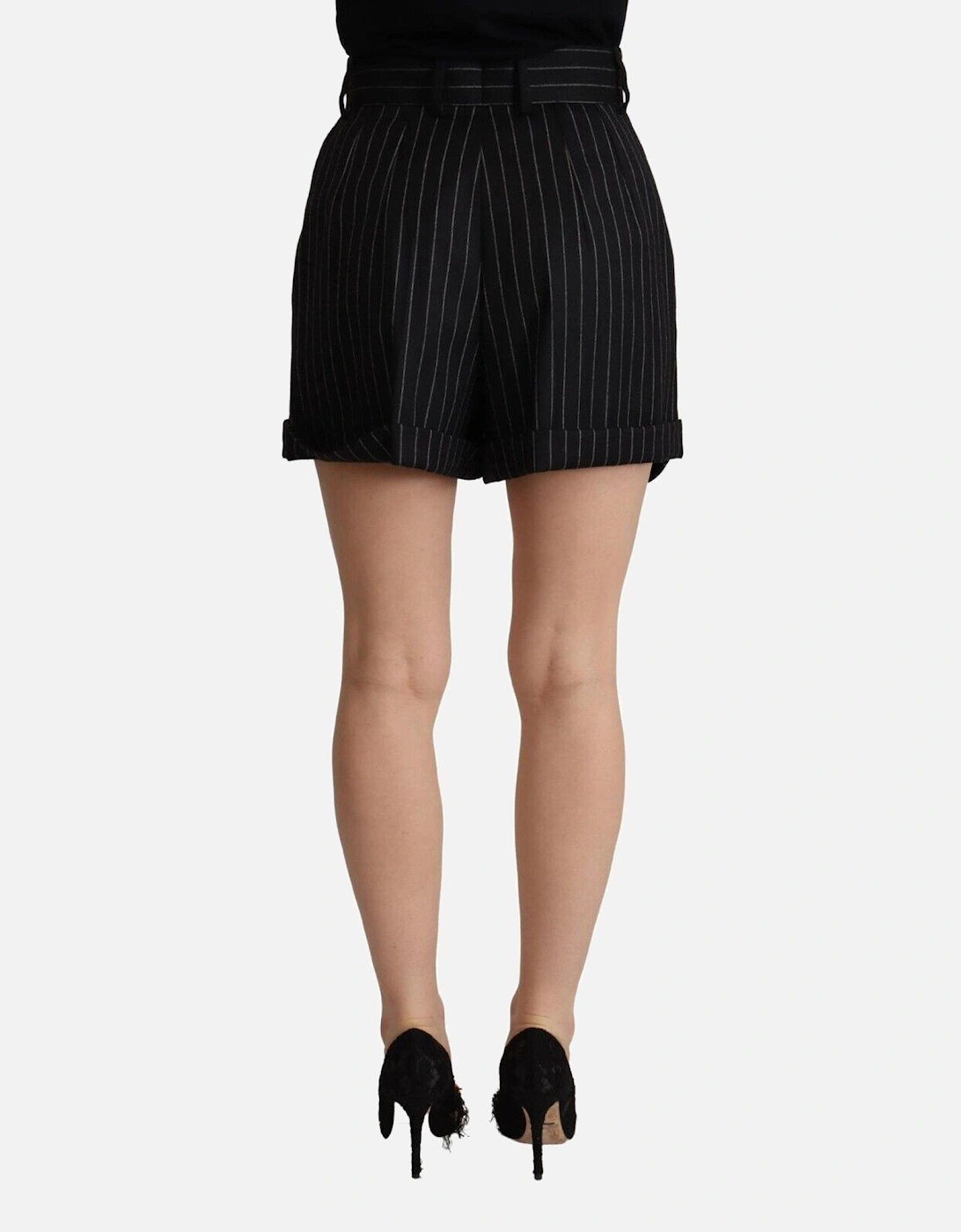 HighWaisted Pinstripe Shorts Women - Blackwhite
