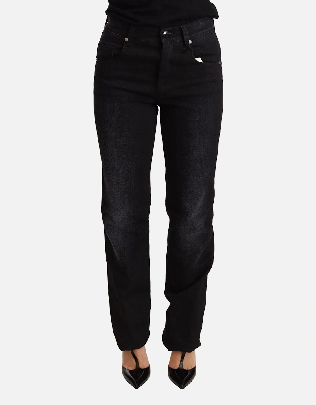 Low Waist Straight Cut Jeans with Zipper Closure Women - Black Jeans, 4 of 3