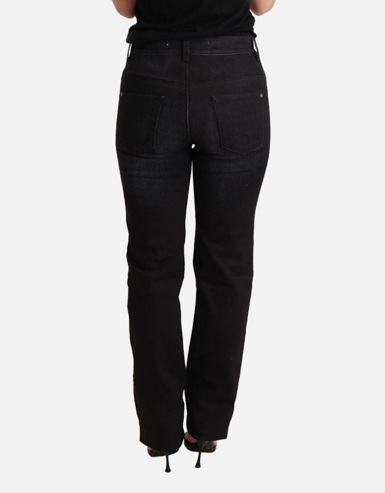 Low Waist Straight Cut Jeans with Zipper Closure Women - Black Jeans