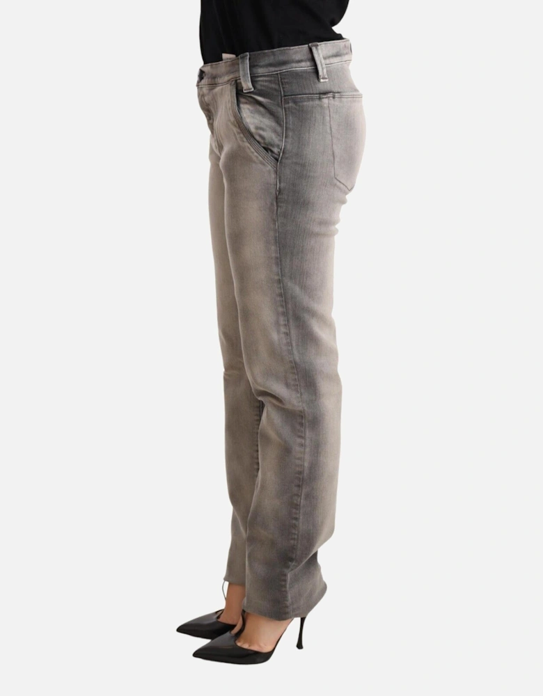Low Waist Skinny Cotton Jeans Women - Gray Jeans