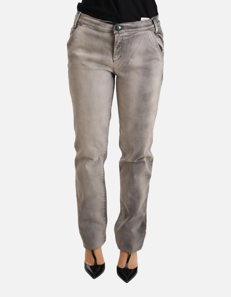 Low Waist Skinny Cotton Jeans Women - Gray Jeans