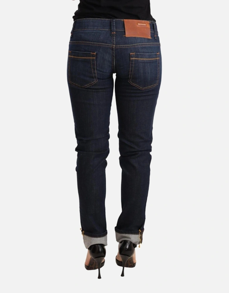 Low Waist Skinny Denim Jeans with Zipper Closure Women - Blue Jeans