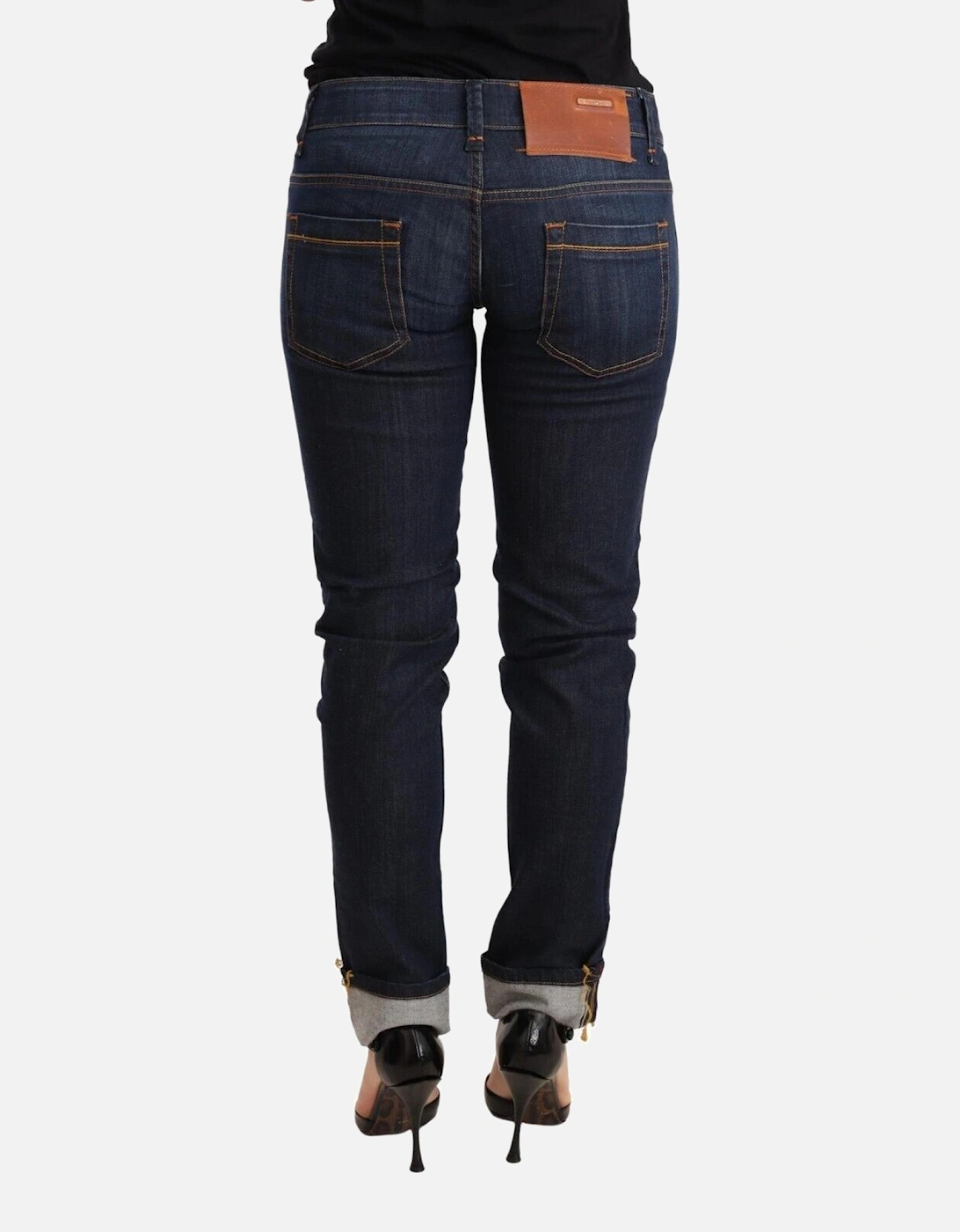 Low Waist Skinny Denim Jeans with Zipper Closure Women - Blue Jeans