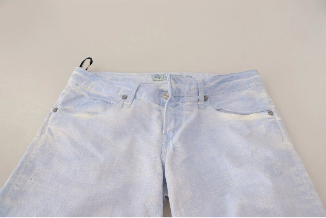 Cotton Folded Hem Regular Fit Denim Jeans Women - Light Blue Jeans