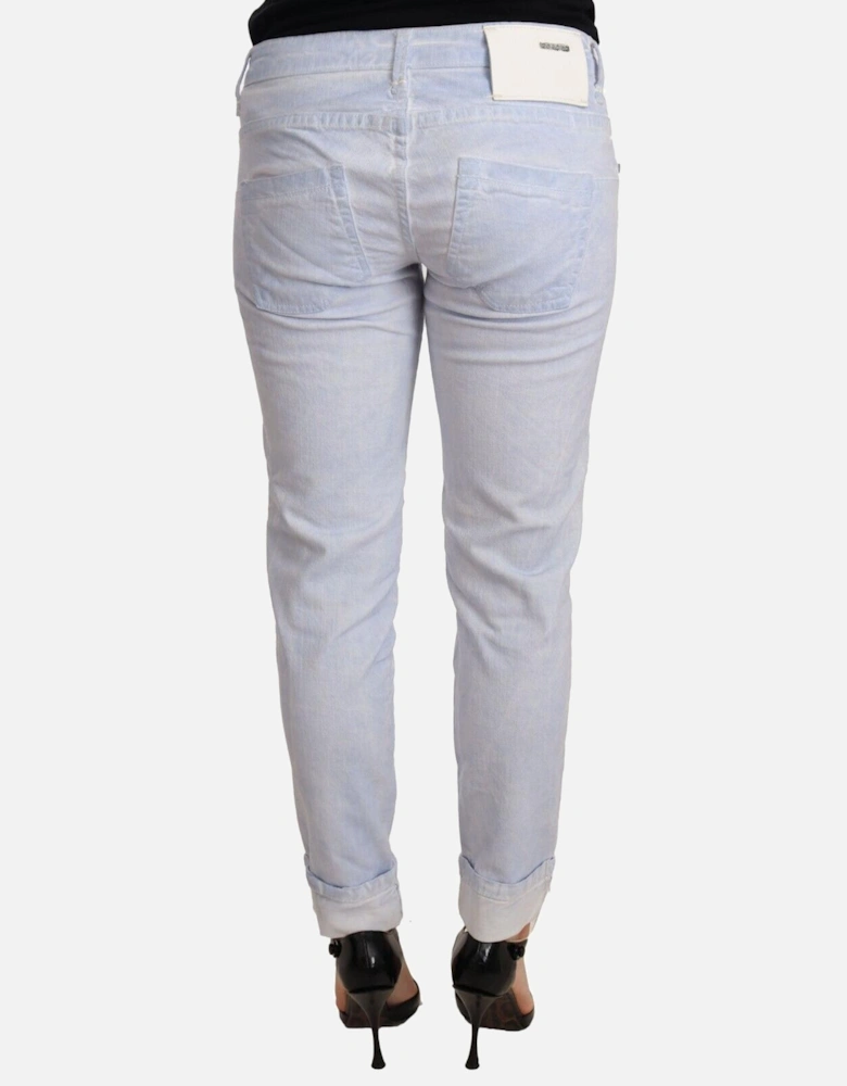 Cotton Folded Hem Regular Fit Denim Jeans Women - Light Blue Jeans