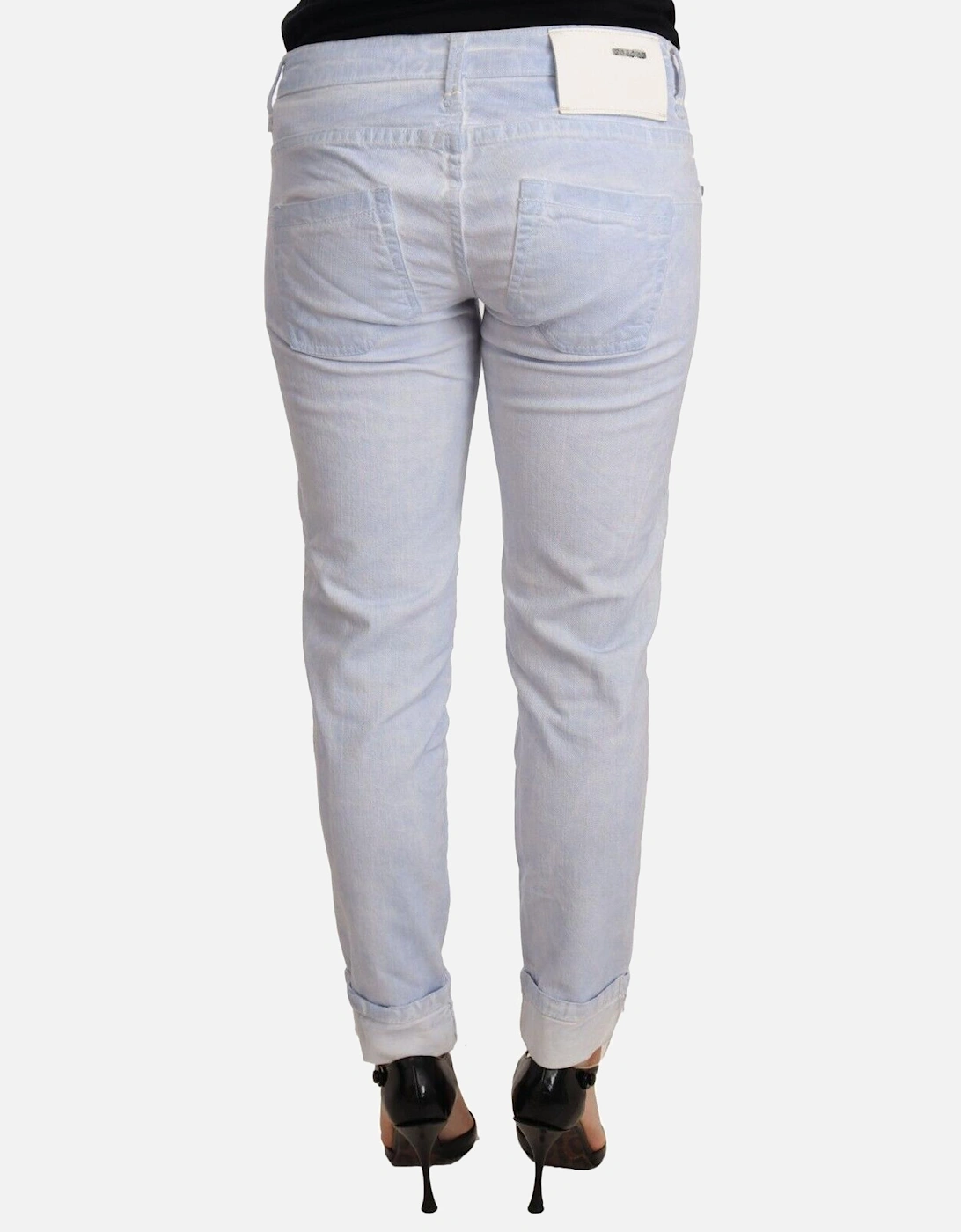 Cotton Folded Hem Regular Fit Denim Jeans Women - Light Blue Jeans