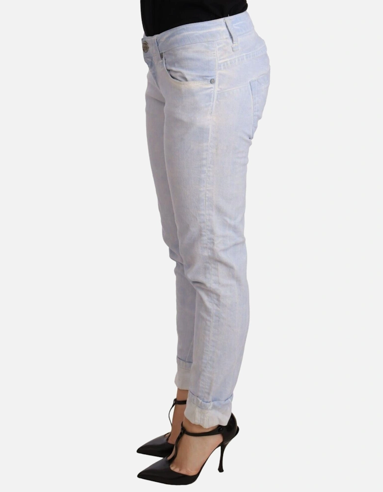 Cotton Folded Hem Regular Fit Denim Jeans Women - Light Blue Jeans