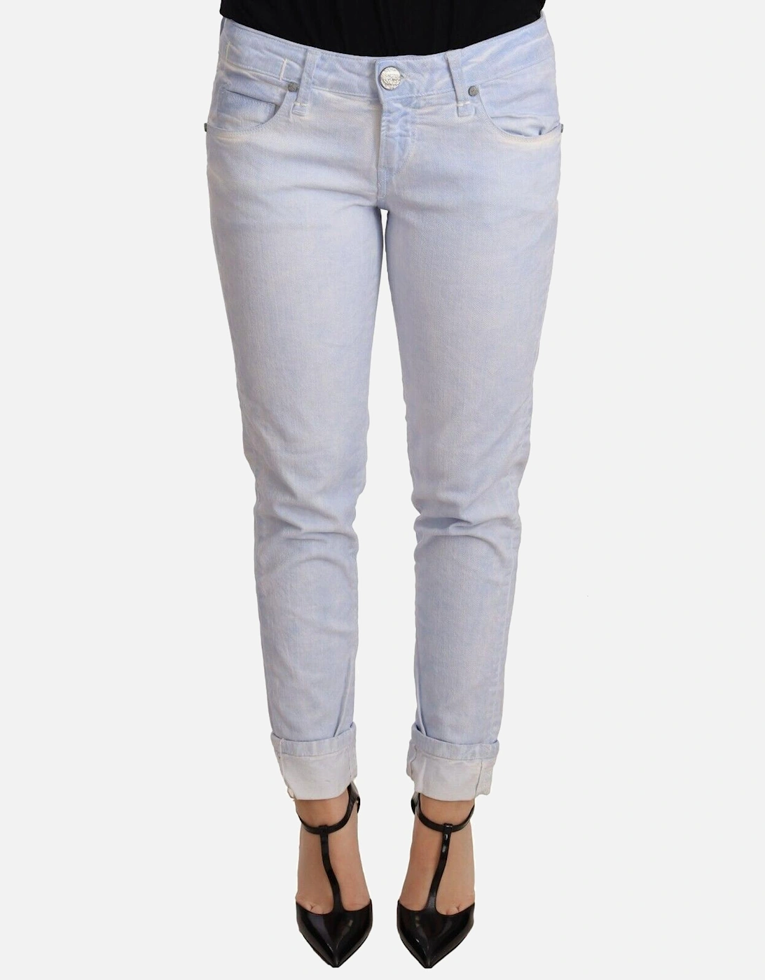 Cotton Folded Hem Regular Fit Denim Jeans Women - Light Blue Jeans, 5 of 4