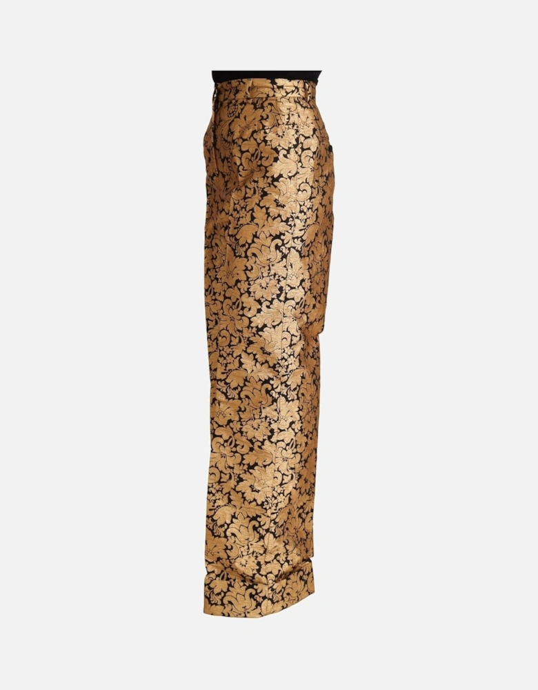 Dolce Gabbana Brocade Trousers Floral Print Women - Gold Jeans