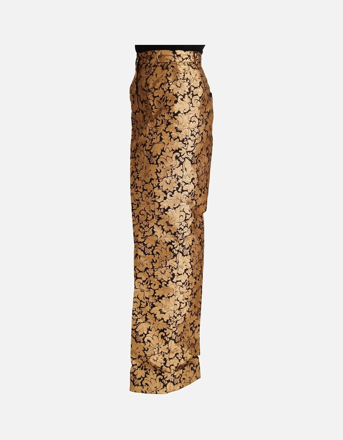 Dolce Gabbana Brocade Trousers Floral Print Women - Gold Jeans
