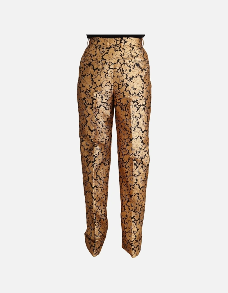 Dolce Gabbana Brocade Trousers Floral Print Women - Gold Jeans