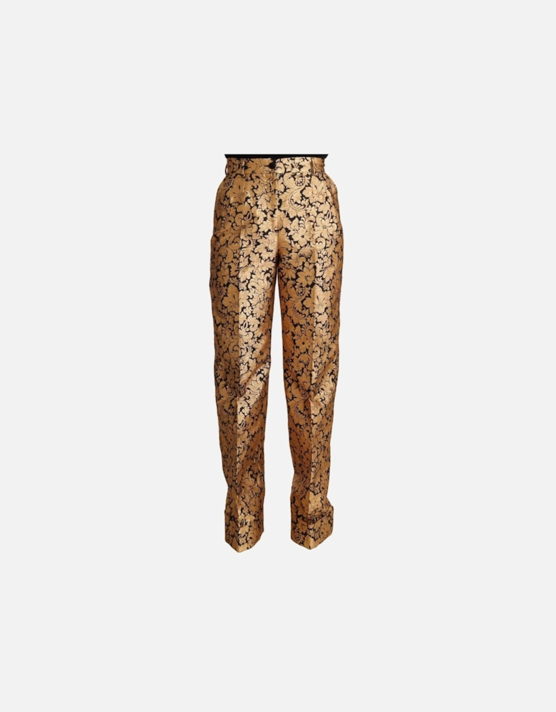 Dolce Gabbana Brocade Trousers Floral Print Women - Gold Jeans