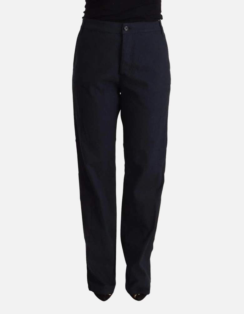 High Waist Tapered Pants with Logo Detail Women - Black Jeans