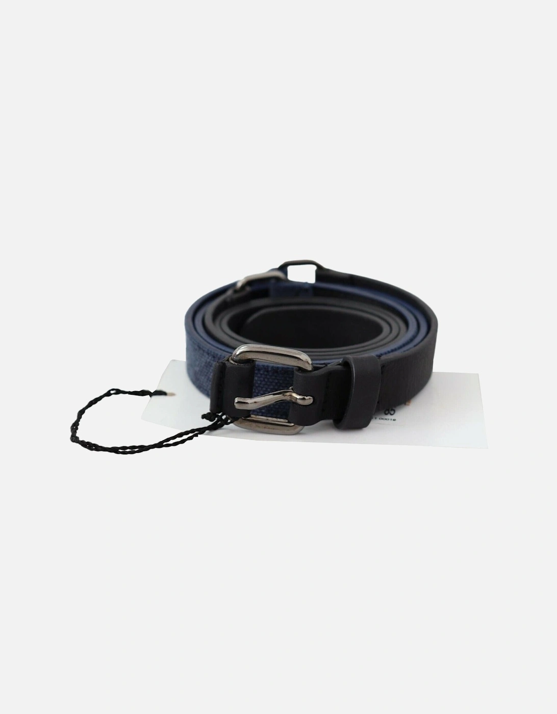 Reversible Leather Belt Blue Canvas Women - Black, 4 of 3
