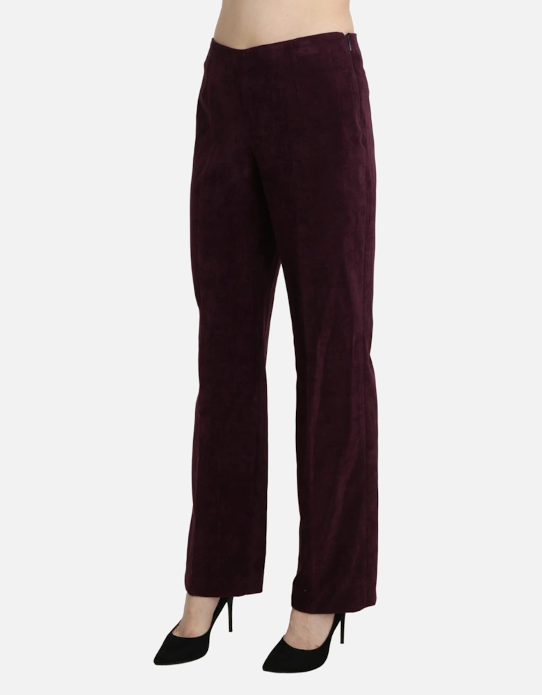 Velvet Pants Straight Leg Women - Purple Jeans