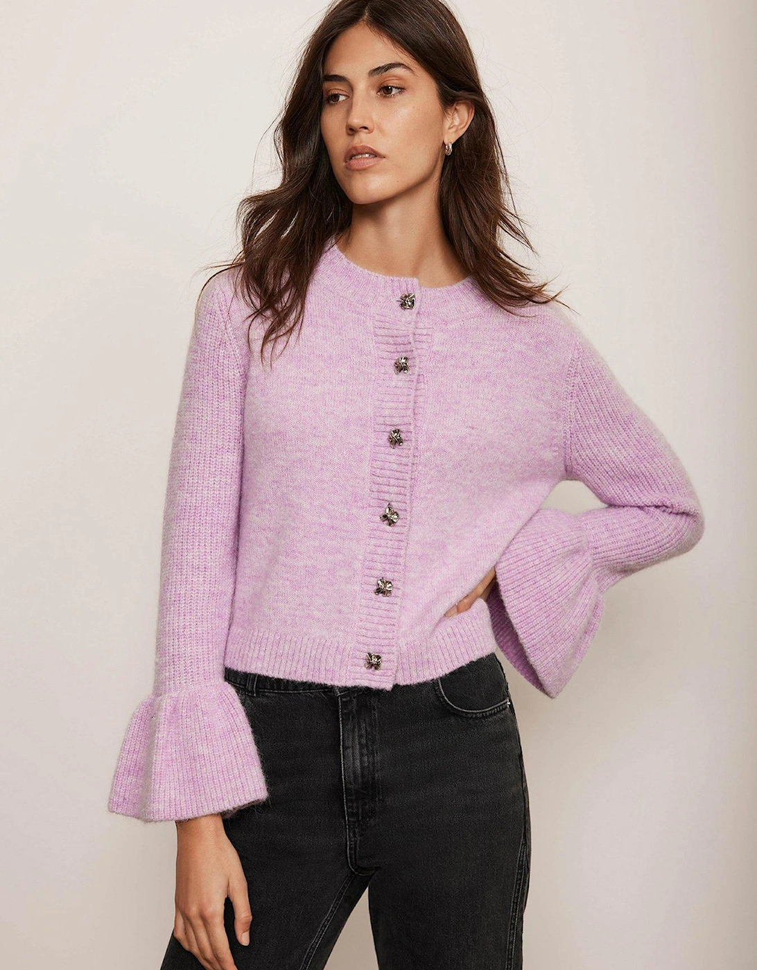 Lilac Flute Sleeve Cardigan - Purple, 2 of 1