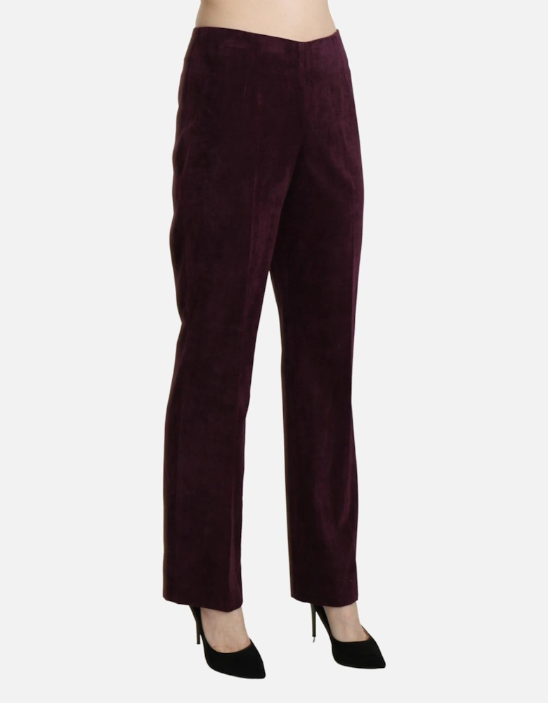 Velvet Pants Straight Leg Women - Purple Jeans