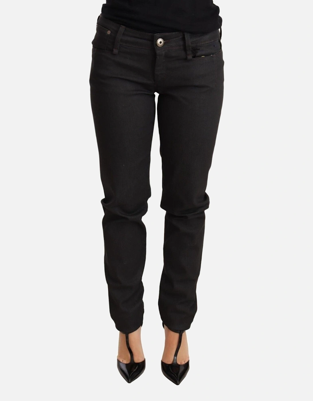 Low Waist Skinny Jeans with Zipper Closure and 5 Pockets Women - Black, 4 of 3