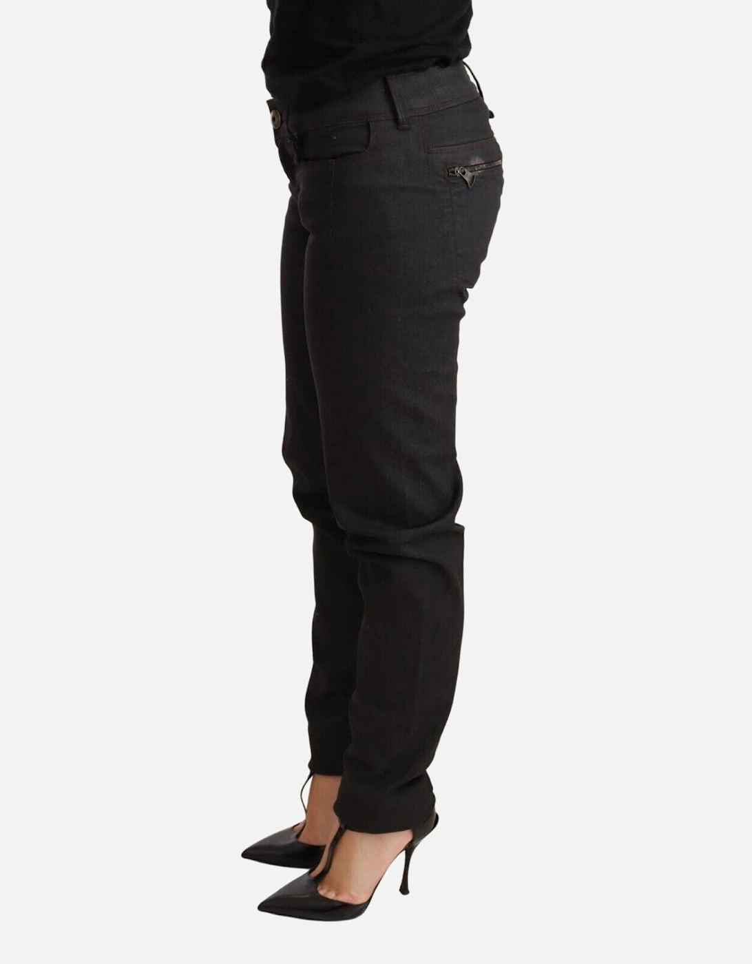 Low Waist Skinny Jeans with Zipper Closure and 5 Pockets Women - Black