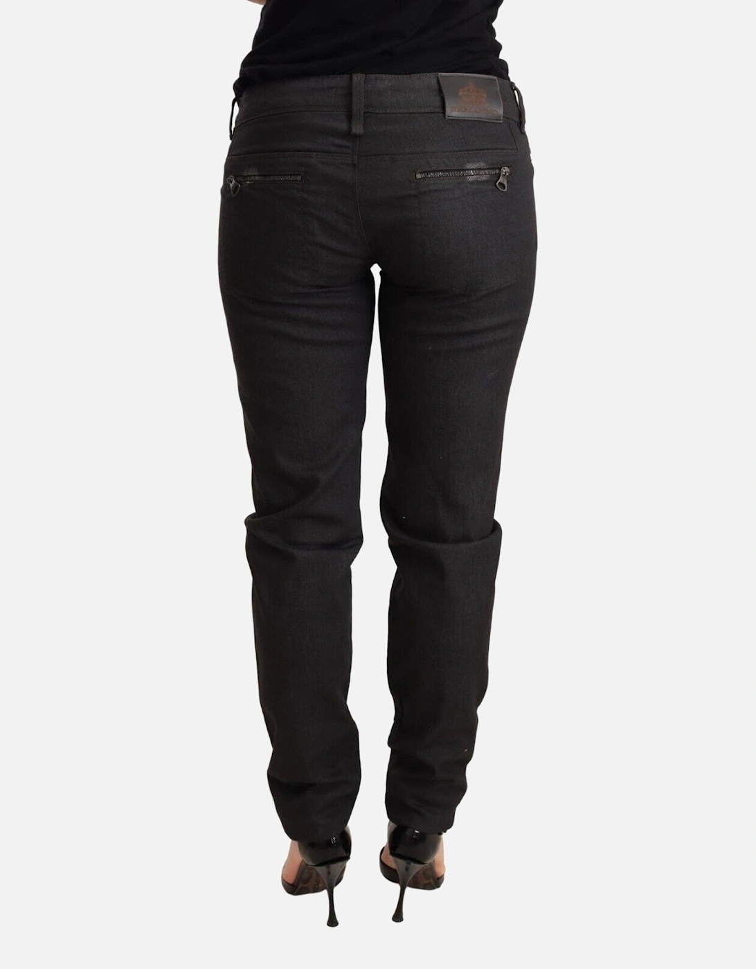 Low Waist Skinny Jeans with Zipper Closure and 5 Pockets Women - Black