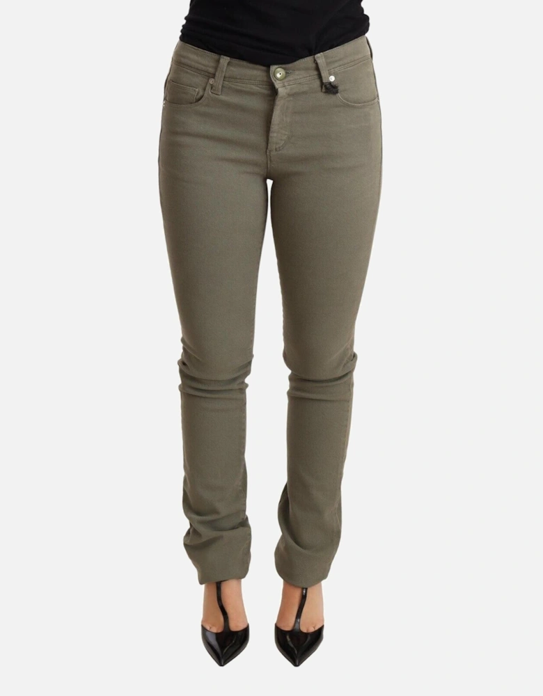Low Waist Skinny Cotton Stretch Jeans Women - Green Jeans