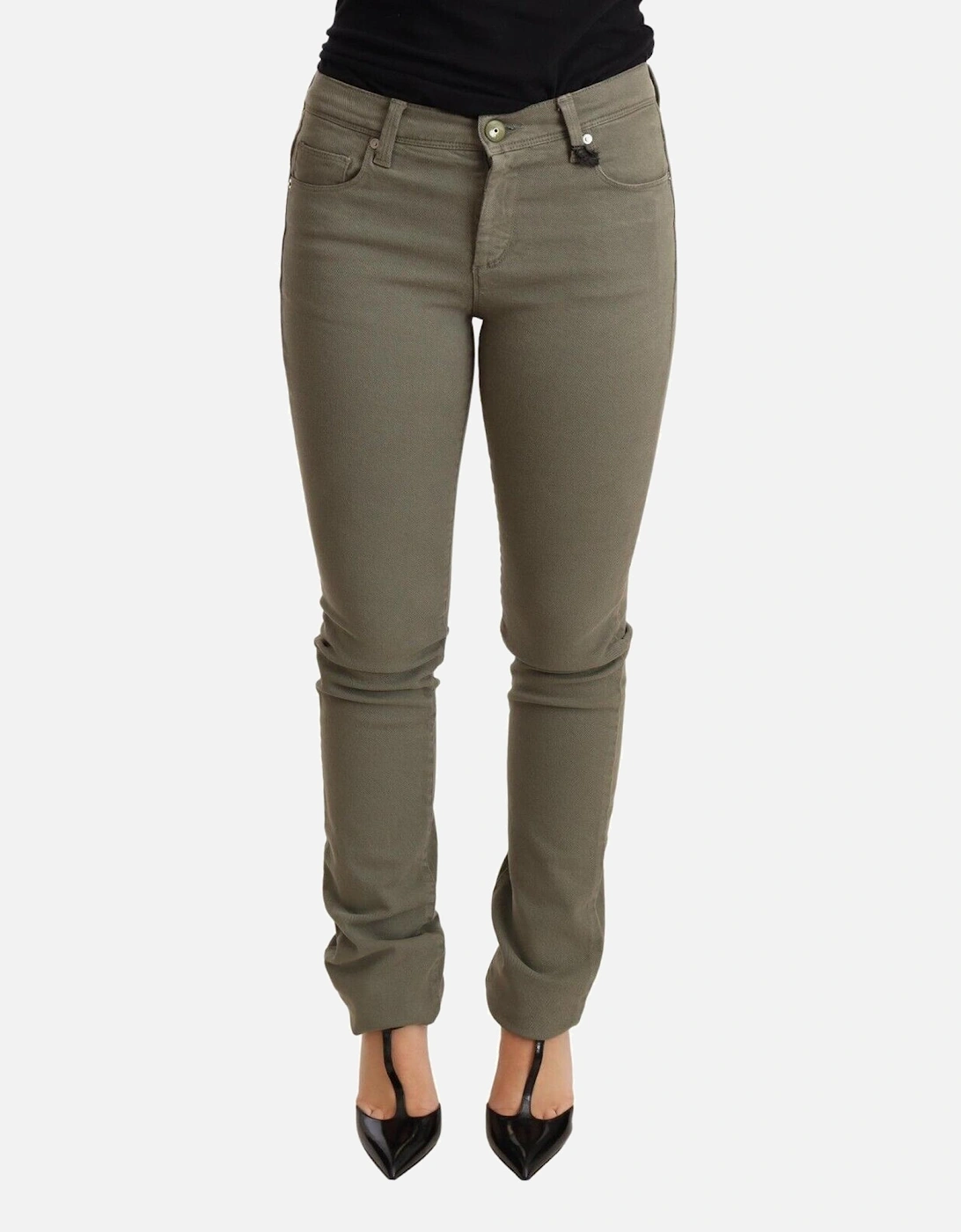 Low Waist Skinny Cotton Stretch Jeans Women - Green Jeans, 4 of 3